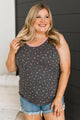 Fawn Over Me Floral Tank Top- Charcoal & Pink
