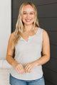 Day In The Life Notched Tank Top- Light Heather Grey