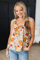 Always Fun Floral Tank Top- Eggshell & Yellow
