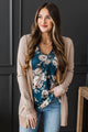 Positive Outlook Open Front Cardigan- Oatmeal