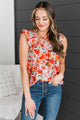 Never Beyond Reach Smocked Floral Blouse- Poppy