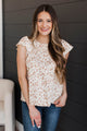 Classy Lady Floral Blouse- Ivory & Taupe