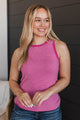 Totally Darling Striped Knit Tank Top- Hot Pink