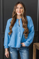 Because You Can Knit Button Cardigan- Blue