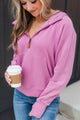 Pleasant Views Hooded Quarter Zip Pullover- Orchid