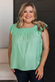 Lots Of Fun Flutter Sleeve Top- Mint