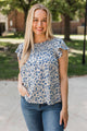 Classy Lady Floral Blouse- Ivory & Navy