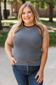Totally Darling Striped Knit Tank Top- Navy