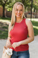 Can't Be Outdone Knit Tank Top- Coral Red