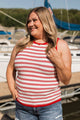 Almost Irresistible Striped Tank Top- Red & Ivory