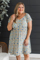 Flow With Confidence Floral Mini Dress- Ivory & Blue