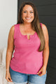 Day In The Life Notched Tank Top- Hot Pink