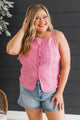 Darling Love Knit Button Tank Top- Pink
