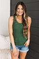 Delightful Memories Knit Tank Top- Dark Green