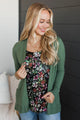 Any Time Now Knit Cardigan- Kale