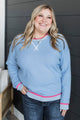 Incredible Chemistry Contrast Knit Sweater- Powder Blue