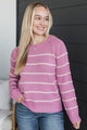Beyond Grateful Stitch Stripe Sweater- Orchid