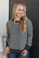 Frosted Looks Printed Knit Sweater- Dark Charcoal