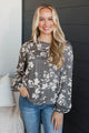 Feeling Amazing Floral Top- Dark Grey