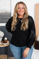 Special Moments Sequin Top- Black
