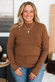 Give Me More Striped Mock Neck Sweater- Copper