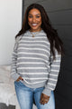 Pinch Me Moments Striped Sweater- Grey & White