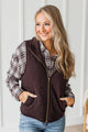 Be My Sweetheart Quilted Puffer Vest- Chocolate