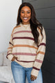 Loving Easy Sprinkled Knit Striped Sweater- Oatmeal & Rose