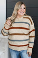 Loving Easy Sprinkled Knit Striped Sweater- Beige, Rust, & Slate