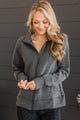Work In Progress Zip Up Athleisure Jacket- Charcoal