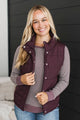 Certainly Adorable Puffer Vest- Plum