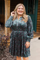 Darling Romance Floral Velvet Dress- Dark Green