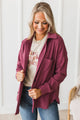 Cozy With You Button Up Top- Dusty Magenta