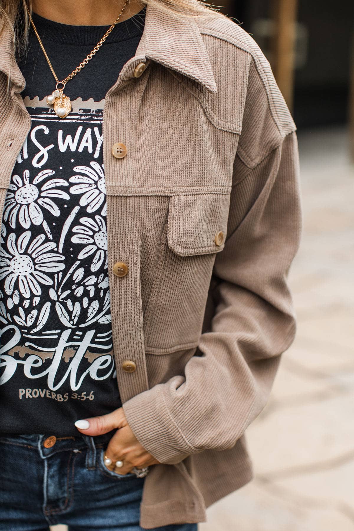 Autumn Romance Button Up Corduroy Jacket- Mocha