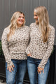 Untamed Heart Leopard Print Sweater- Oatmeal