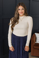 Fully Dedicated Long Sleeve Ribbed Top- Cream