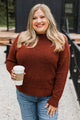 Creating My Happiness Knit Sweater- Dark Rust