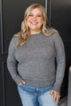 Important Lessons Striped Knit Sweater- Grey