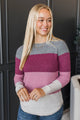 All About Spring Color Block Knit Sweater- Magenta & Mauve