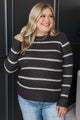 Everyday Miracles Striped Knit Sweater- Dark Charcoal