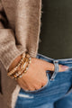 Sparks Of Joy Stackable Beaded Bracelet Set- Brown