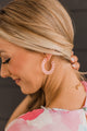 Noteworthy Style C-Hoop Earrings- Light Pink