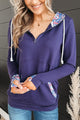 Easy To Love Quarter Zip Hoodie- Dark Indigo